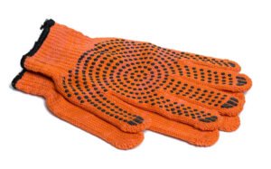 Textile orange work gloves